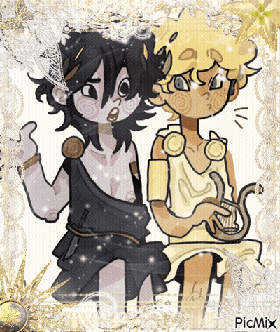 A Couple Of Cartoon Characters With The Word Picmix On The Bottom GIF