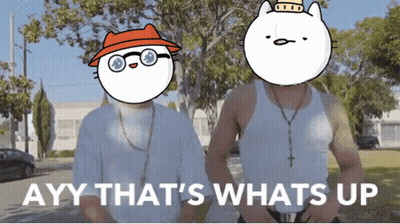 A Couple Of Cartoon Characters With The Words Ayy That 'S Whats Up GIF