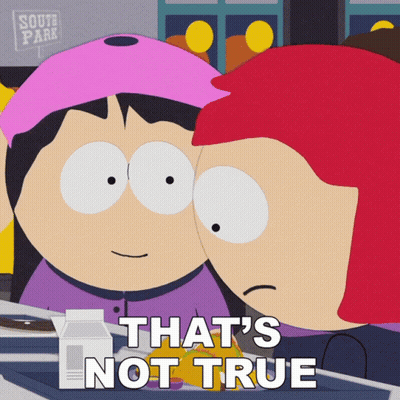 A Couple Of Cartoon Characters With The Words That 'S Not True On The Bottom GIF