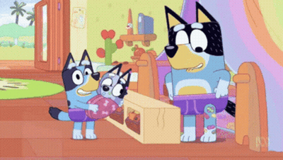 A Couple Of Cartoon Dogs Standing Next To Each Other GIF