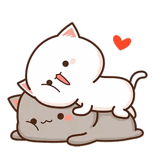 A Couple Of Cats Are Laying On Top Of Each Other With A Heart In The Background . Sticker