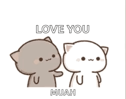 A Couple Of Cats Are Standing Next To Each Other And One Of Them Is Petting The Other . GIF