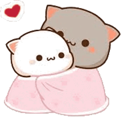 Cats Hugging On Pink Blanket GIF