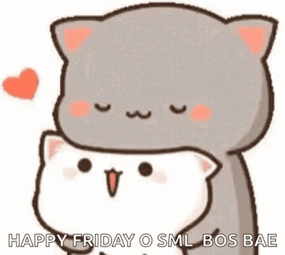 A Couple Of Cats Hugging Each Other With A Heart Behind Them . GIF