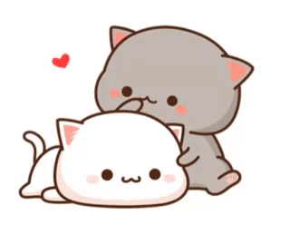 A Couple Of Cats Laying Next To Each Other With A Heart . GIF