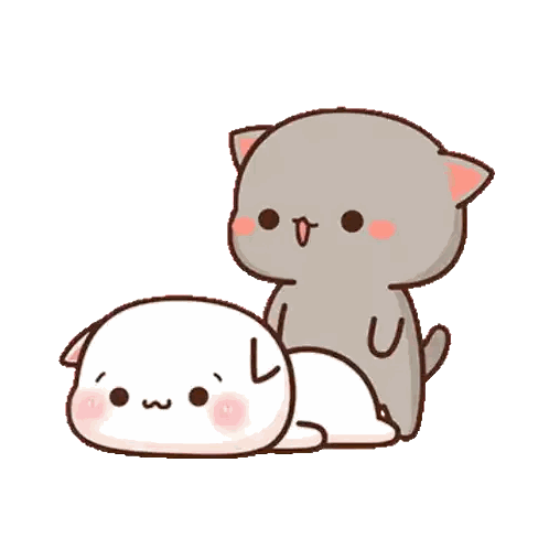 A Couple Of Cats Laying On Top Of Each Other With A Heart In The Background Sticker