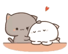 A Couple Of Cats Sitting Next To Each Other On A Table With A Heart In The Background . Sticker
