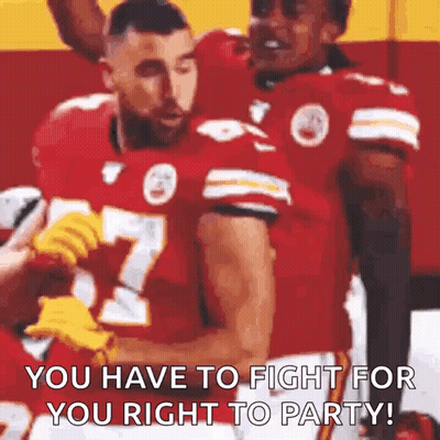 A Couple Of Football Players Are Standing Next To Each Other And One Of Them Says `` You Have To Fight For You Right To  GIF