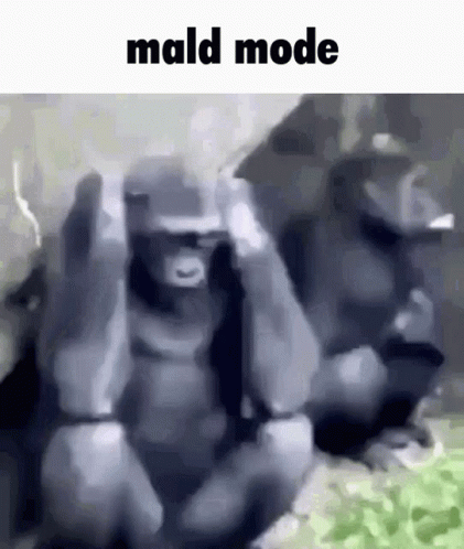 A Couple Of Gorillas Sitting Next To Each Other With Their Hands On Their Faces . GIF
