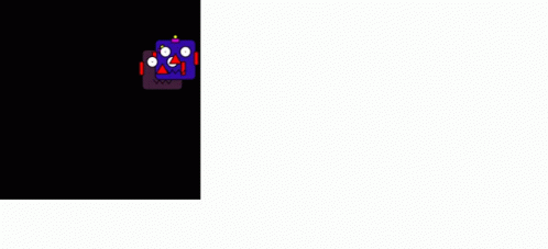 A Couple Of Green Robots With A Red Nose And Red Eyes On A Black Background . GIF