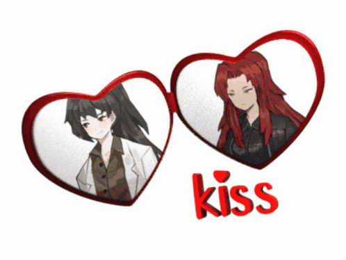 A Couple Of Heart Shaped Glasses With The Word Kiss Below Them GIF