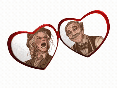 A Couple Of Hearts With A Man And A Woman In Them GIF