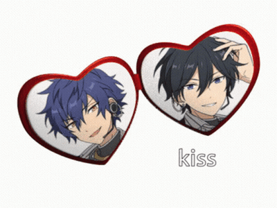 A Couple Of Hearts With The Word Kiss On The Bottom Right GIF