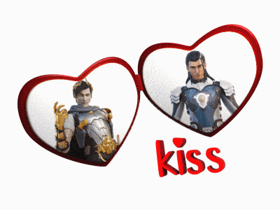 A Couple Of Hearts With The Word Kiss On The Bottom Right GIF