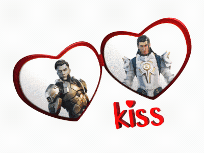 A Couple Of Hearts With The Word Kiss On Them GIF