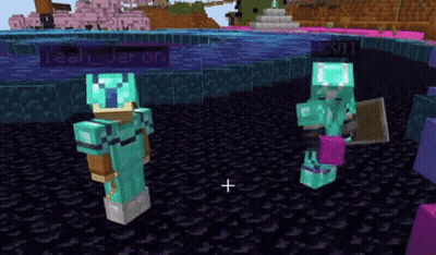 A Couple Of Minecraft Characters Are Standing Next To Each Other In A Room . GIF