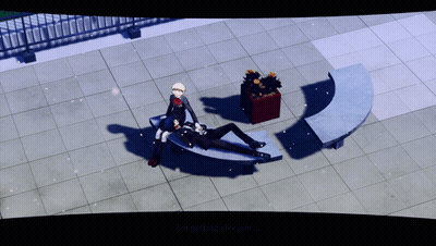A Couple Of People Laying On A Bench With The Words " I 'M Getting Sleepier " On The Bottom GIF