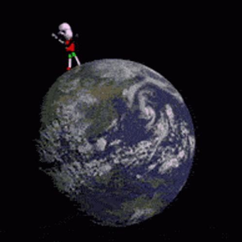 A Couple Of People Standing On Top Of The Earth GIF