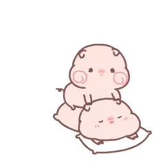 A Couple Of Pigs Are Laying On A Pillow Together . Sticker