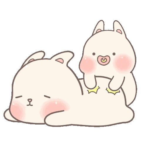 A Couple Of Rabbits Are Laying On Top Of Each Other And One Is Giving The Other A Massage . Sticker
