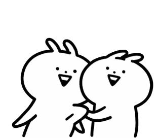 A Couple Of Rabbits Standing Next To Each Other On A White Background . Sticker