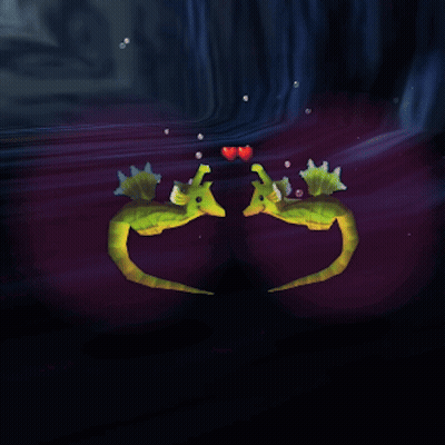 A Couple Of Seahorses Are Making A Heart Shape GIF