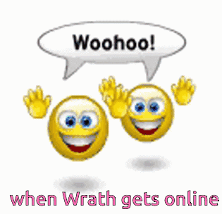 A Couple Of Smiley Faces With A Speech Bubble That Says Woohoo GIF