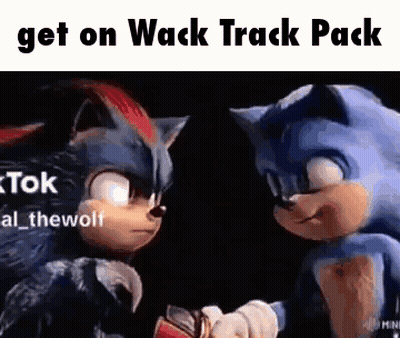 A Couple Of Sonic The Hedgehogs Standing Next To Each Other . GIF