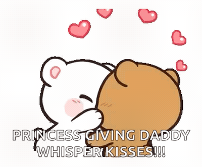 A Couple Of Teddy Bears Are Kissing Each Other With Hearts Surrounding Them . GIF