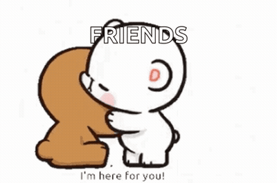 A Couple Of Teddy Bears Are Standing Next To Each Other . GIF