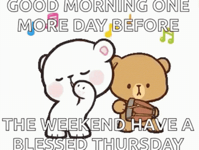 A Couple Of Teddy Bears Are Standing Next To Each Other And Saying Good Morning . GIF