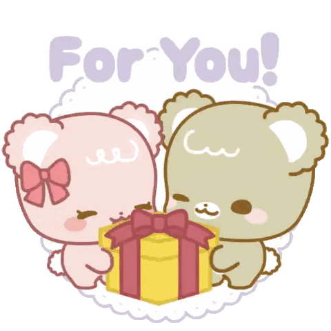A Couple Of Teddy Bears Holding A Gift Box With The Words For You Above Them Sticker