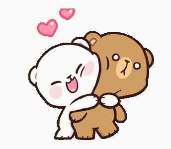 Teddy Bears Hugging With Hearts GIF