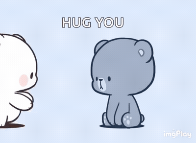 A Couple Of Teddy Bears Hugging Each Other With The Words Hug You Written On The Bottom GIF