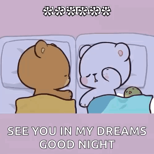 A Couple Of Teddy Bears Kissing With The Words See You In My Dreams Good Night GIF