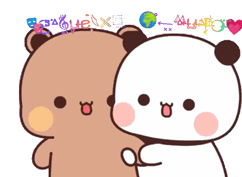 A Couple Of Teddy Bears Standing Next To Each Other With A Watermark That Says ' Eque ' On It Sticker