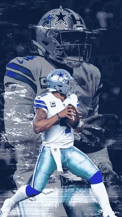 A Cowboys Football Player Is Holding A Ball In His Hand GIF