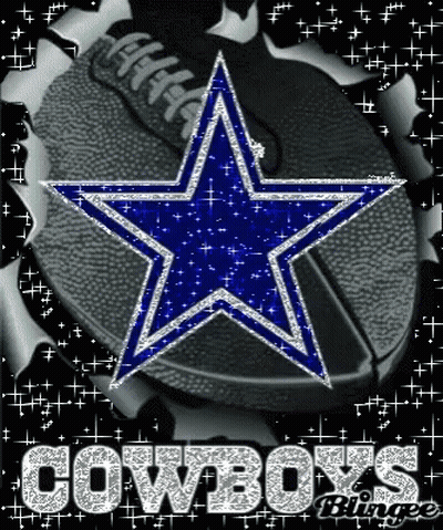A Cowboys Logo With A Blue Star On Top Of A Football GIF