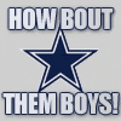 A Cowboys Star With The Words How Bout Them Boys Below It GIF
