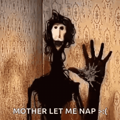 A Creepy Puppet Is Standing In Front Of A Wall . GIF