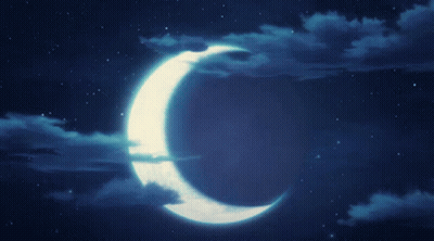 A Crescent Moon Shines Brightly In The Night Sky GIF