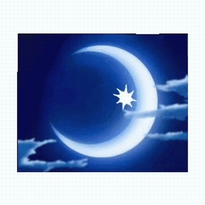 A Crescent Moon With A Star On It GIF