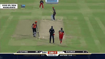 A Cricket Game Is Being Played In A Stadium With An Ad For Vivo GIF