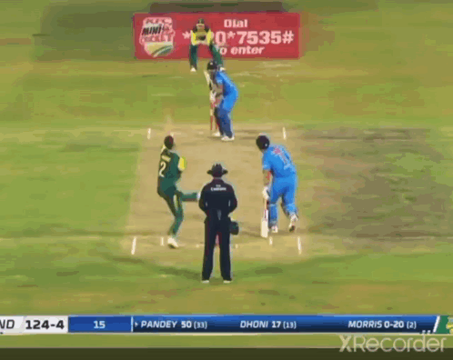 A Cricket Game Is Being Played On A Tv Screen GIF