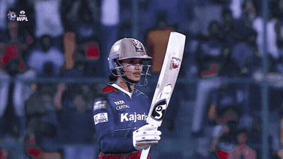 A Cricket Player Wearing A Helmet And Holding A Bat That Says Tata Capital GIF