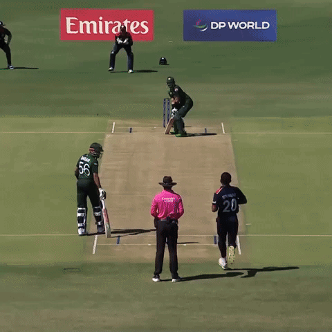 A Cricket Player Wearing A Number 56 Jersey Is Batting GIF