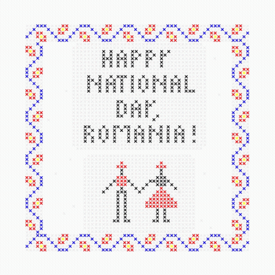 A Cross Stitch Design With The Words Happy National Day Romania On It GIF