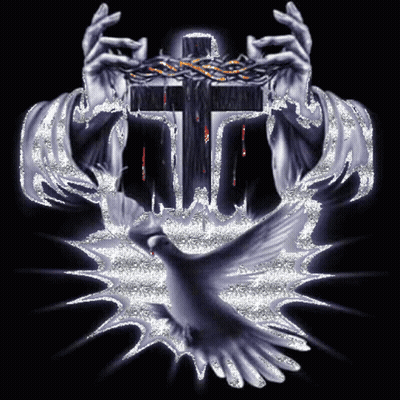 A Cross With A Crown Of Thorns On It And A Dove GIF