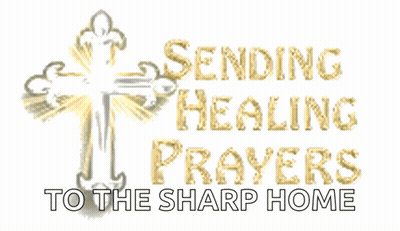 A Cross With The Words Sending Healing Prayers To The Sharp Home GIF