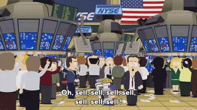 A Crowd Of People Are Gathered In Front Of A Nyse Sign GIF